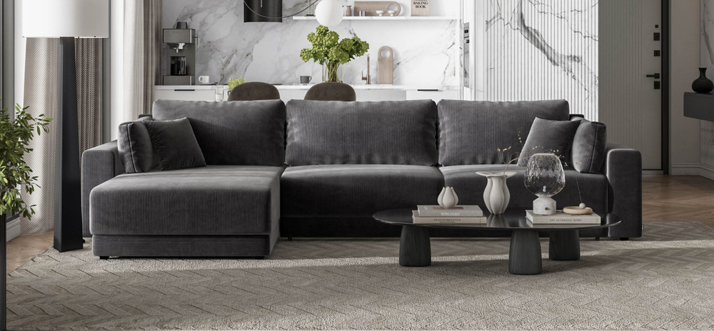 Угловой диван Босс Прайм Макс Вельвет Корд графит