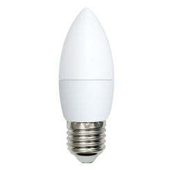 LED-C37-9W-DW-E27-FR-NR Лампа светодиодная. Форма свеча. матовая. Серия Norma. Дневной белый свет 6500K. Картон. ТМ Volpe