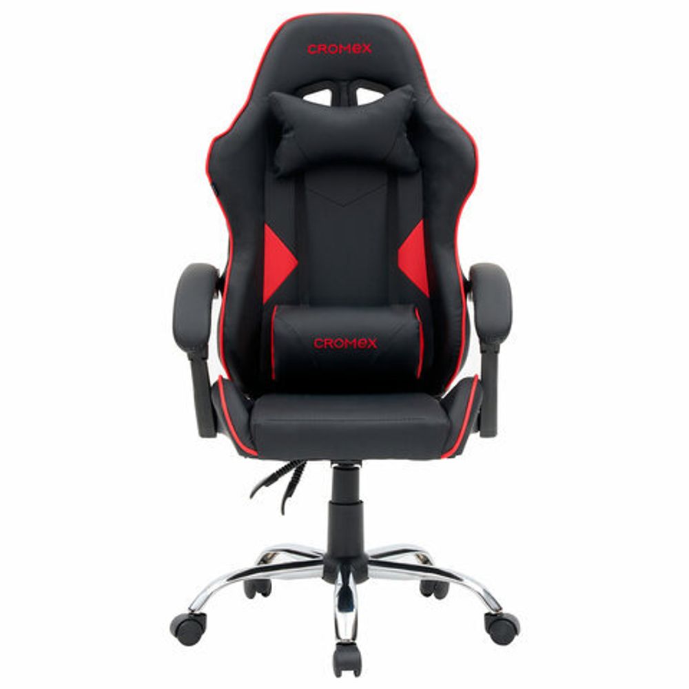 Кресло компьютерное CROMEX "Joker GM-125", две подушки, экокожа, черное/красное, 532954