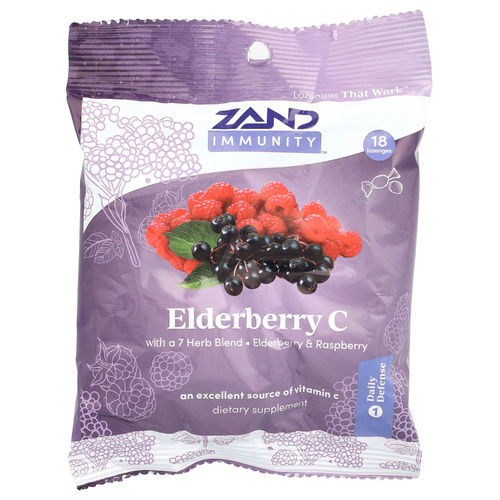 Zand, Elderberry C, бузина и малина, 18 пастилок