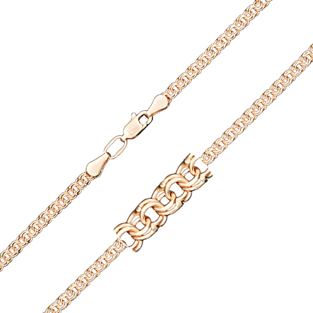 Браслет из красного золота с алмазной гранью (плетение «Бисмарк»)