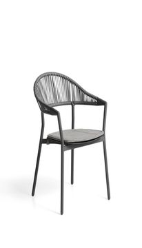 Уличный стул Alimia из графитового алюминия с серой веревкой