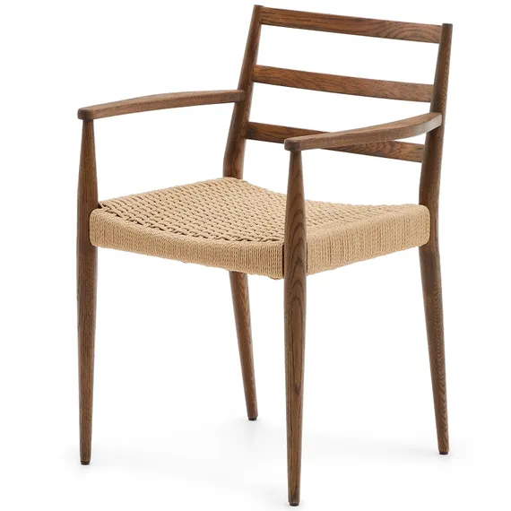 Analy Стул из массива дуба с отделкой под орех и сиденьем из веревки