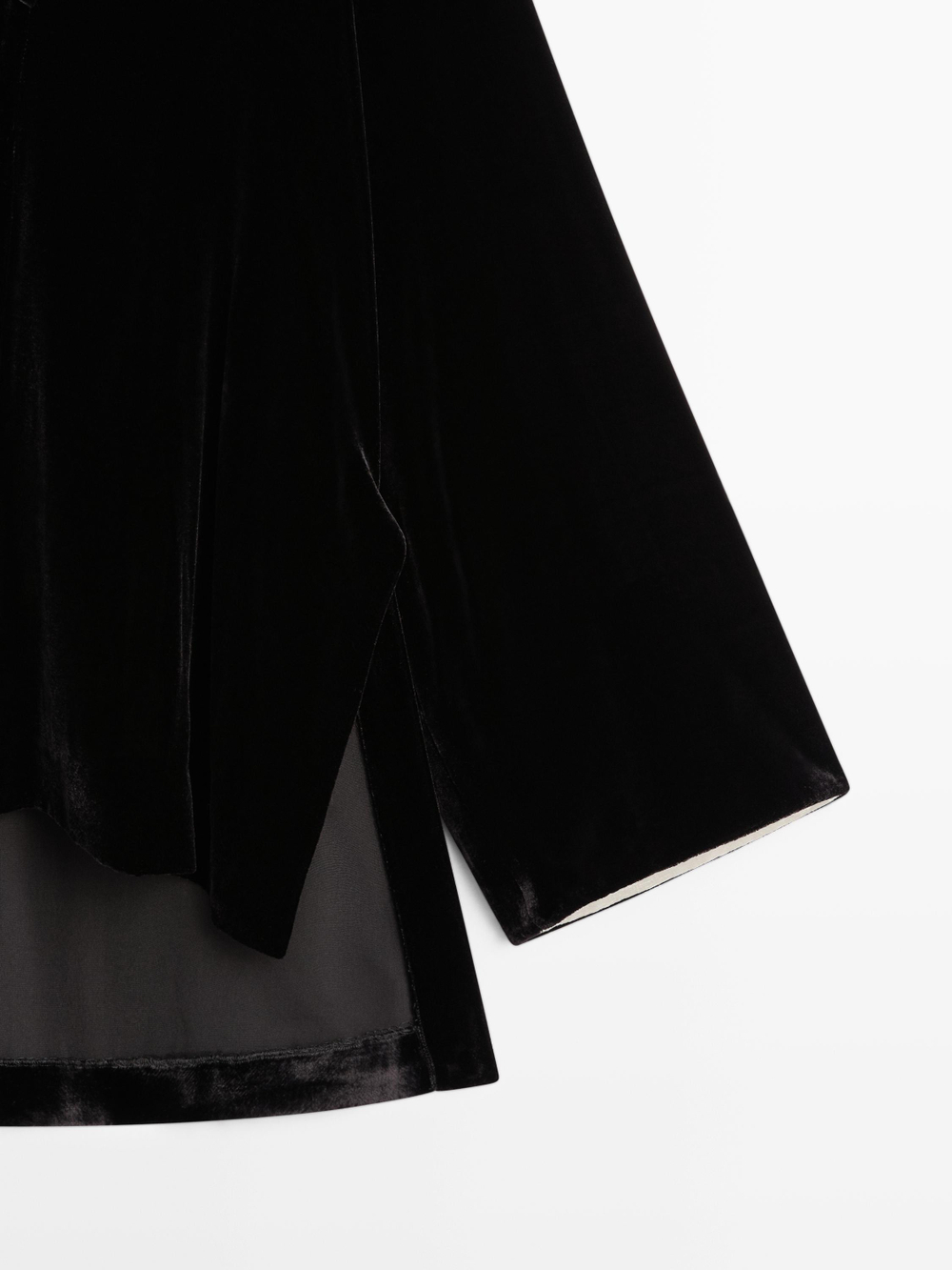 Massimo Dutti Бархатное кимоно с контрастными деталями, черный