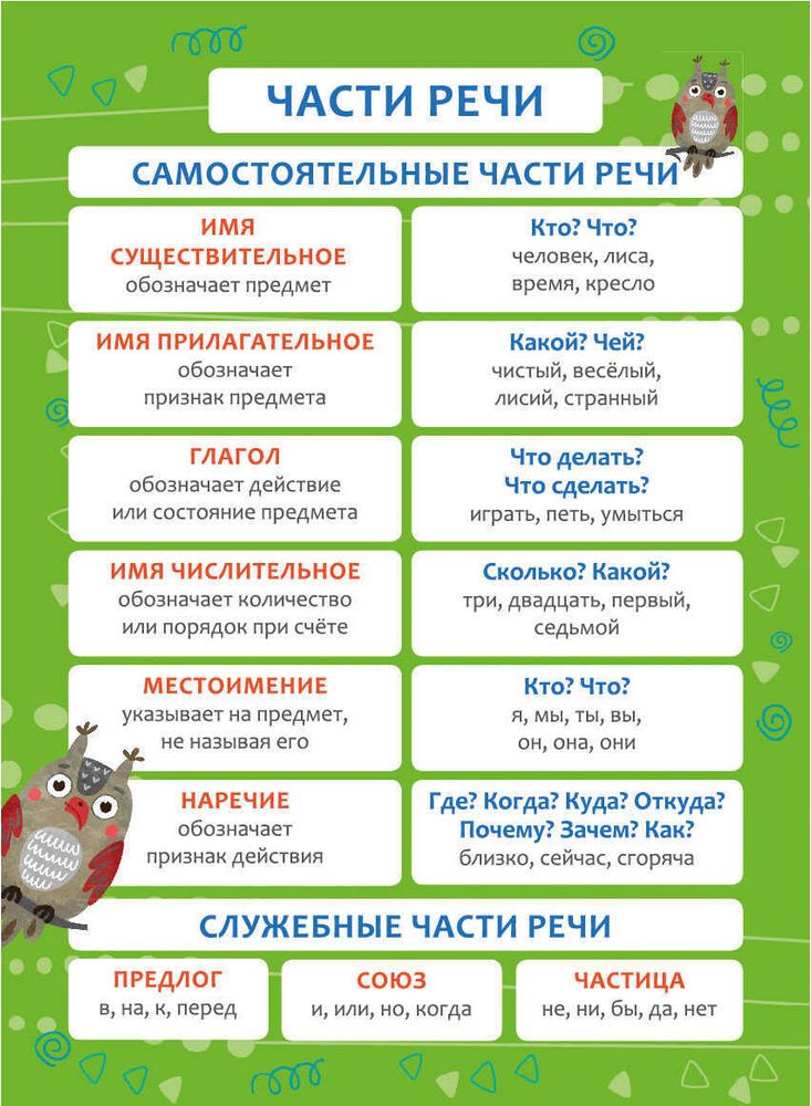 Обучающий плакат-листовка арт. 57812001 ЧАСТИ РЕЧИ /А3 (290х400 мм), 1 л., блок - мелованный картон 190 г/м2, пэт пакет,