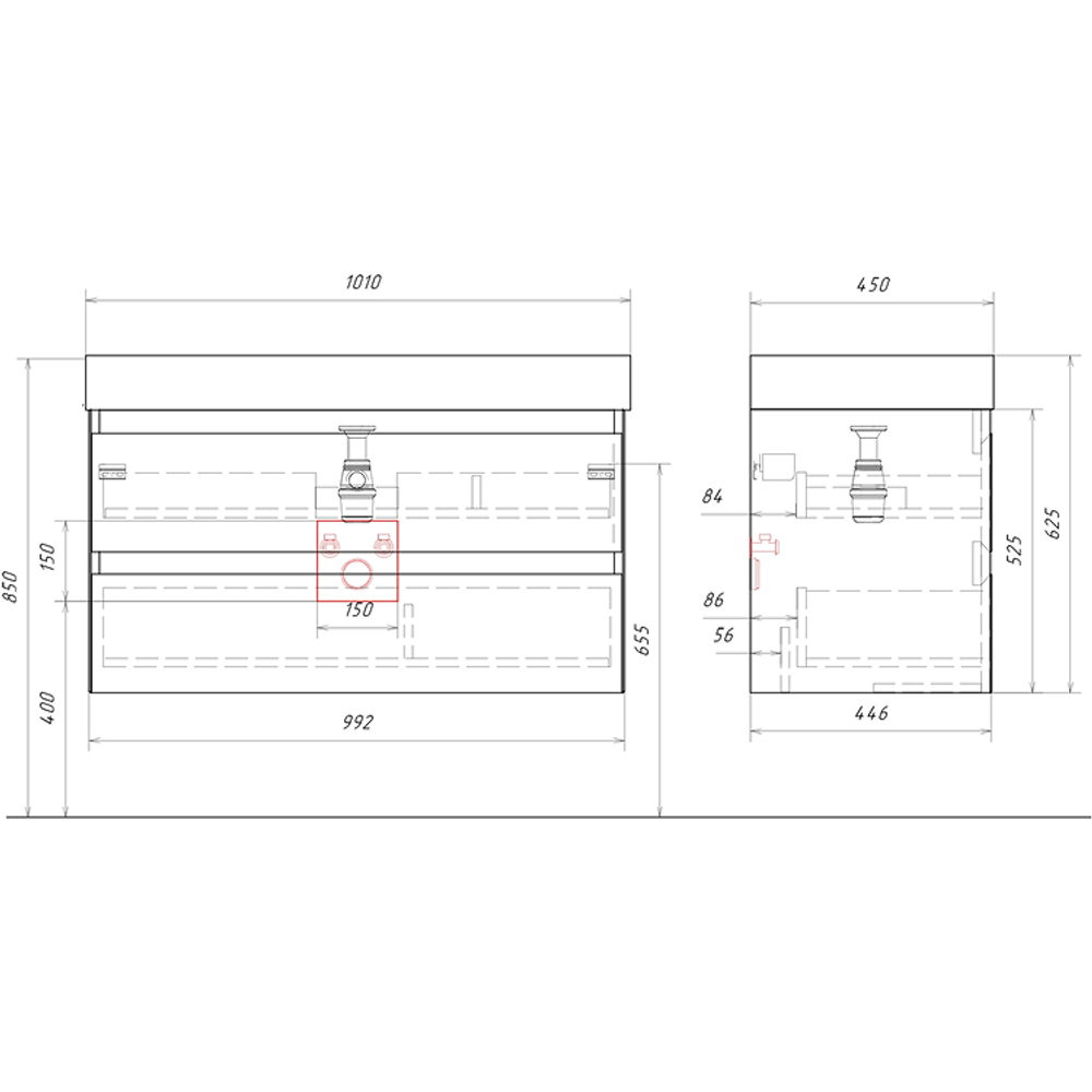 "Geometria"тумба с раковиной, цвет морская дюна, GE01102MD, ТМ «AQWELLA»