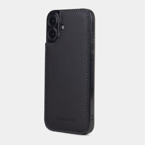 Чехол для iPhone 16 Plus из кожи теленка, черного цвета