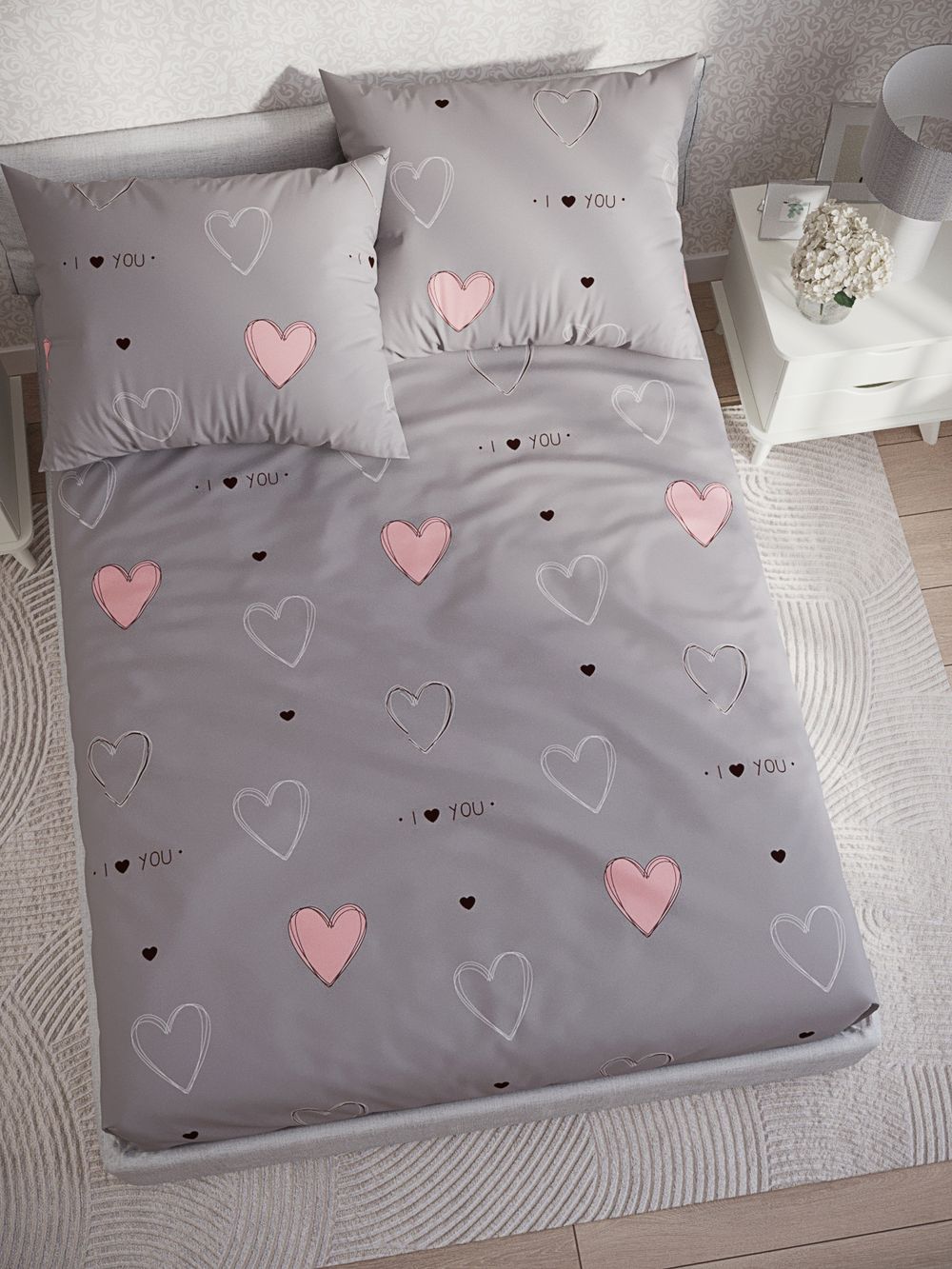 Постельное белье Полисатин Мечта "Фрея" 1,5-сп Наволочка 50х70 см 1 шт Простынь на резинке 90x200 см Пододеяльник 145x215 см