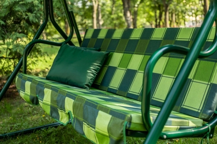Качели садовые OLSA 2-х местные Фьюджи(каркас зеленый, м/э зеленый рис.клетка)1 уп.