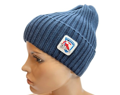 Шапка Клубная вязаная хлопок (джинсовый)
