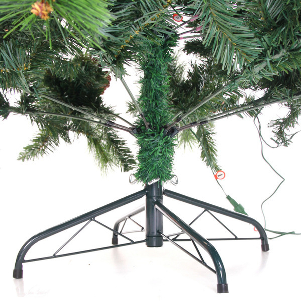 Елка светодиодная «Лесная метель» 240 см, ПВХ+леска (шишки и напыление) 1511 веток, 310 ламп LED,Теплый белый