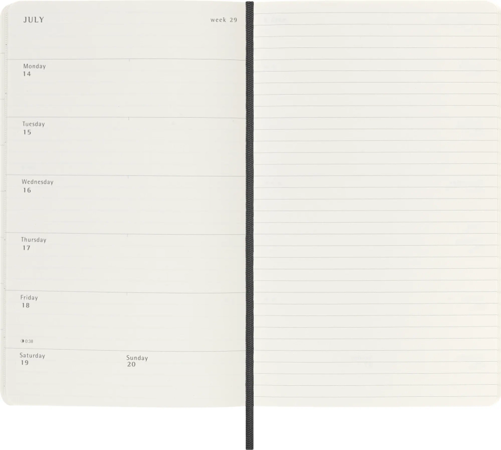 Еженедельник Moleskine (DSB12WN3) Classic Soft WKNT Large 130х210мм 144стр. мягкая обложка черный