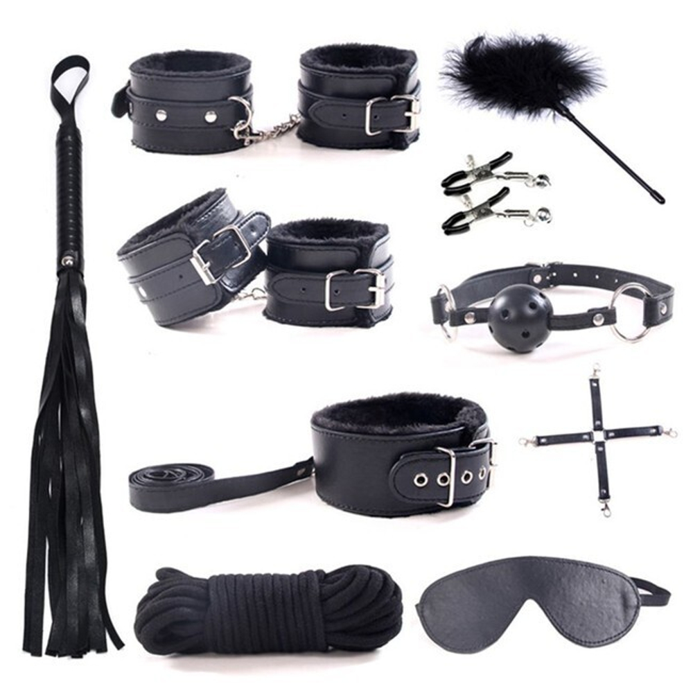 Секс-набор для бондажа Onjoy BDSM Starter Kit черный (10 предметов) (Цвет: черный)