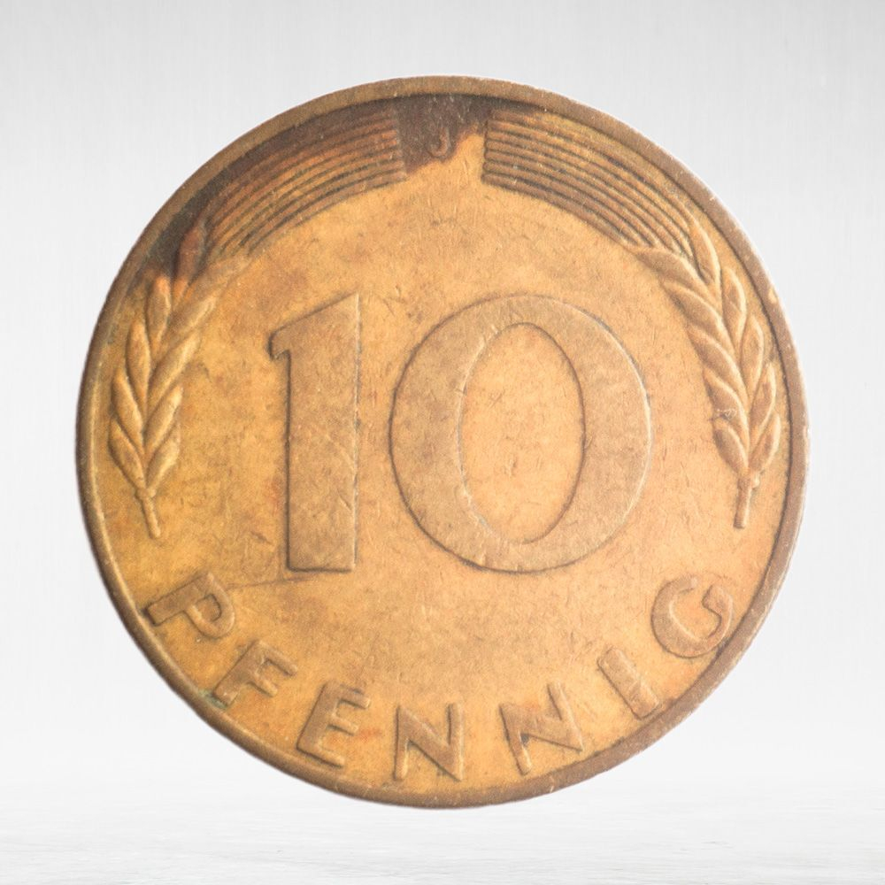 Germany, 10 Pfennigs, 1970, (Hamburg Mint - "J"), VF