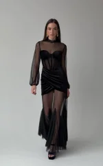 Платье атласное Sleek sin, Черное