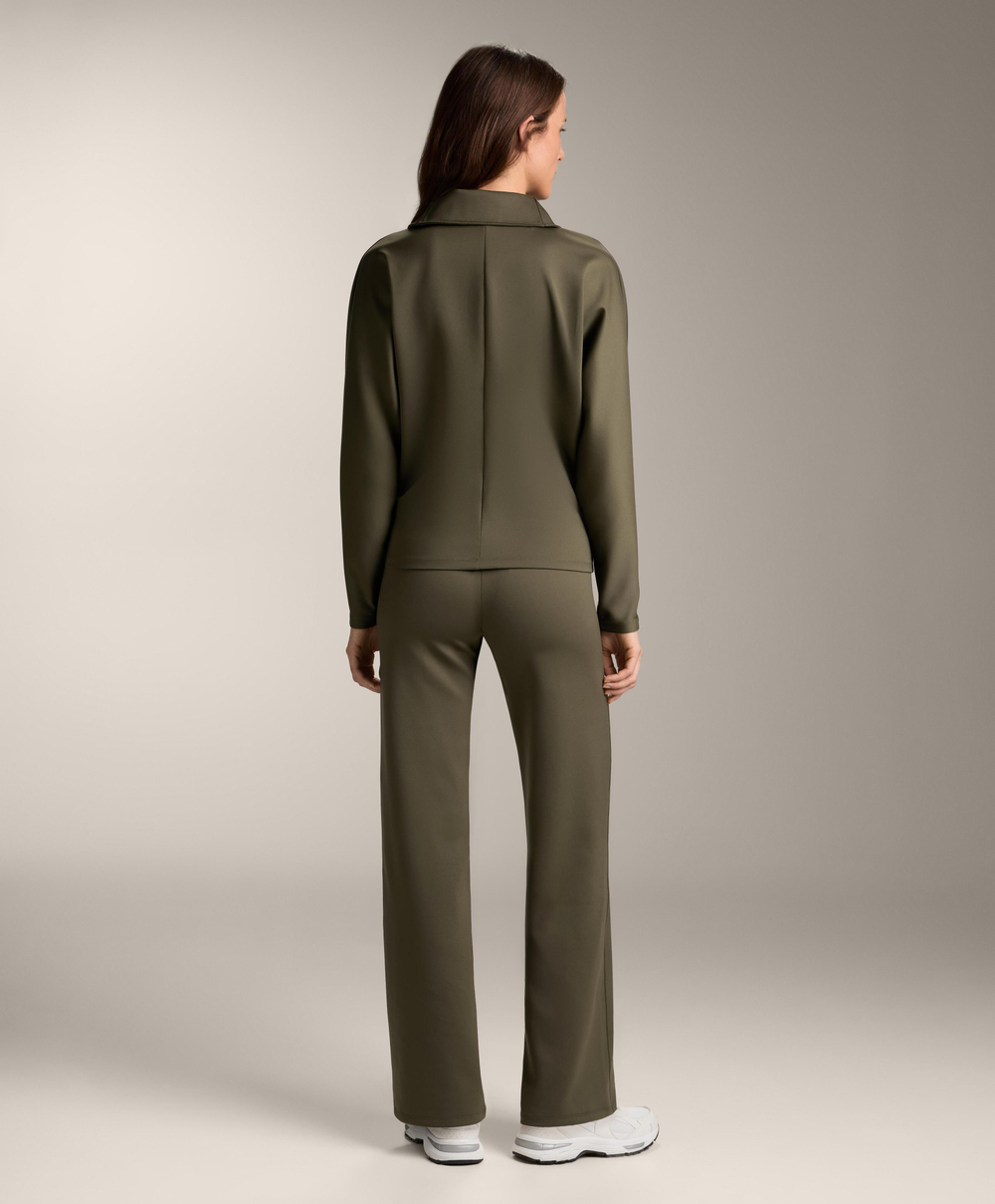 OYSHO Брюки прямого кроя с эффектом неопрена, хаки