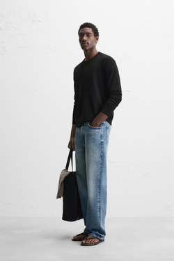 ZARA СВИТЕР ИЗ ВИСКОЗЫ С РЕЛЬЕФНЫМ УЗОРОМ, ЧЕРНЫЙ