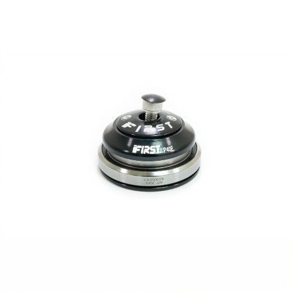 Рулевая колонка FIRST, 1-1/8"-1.5", б/резьбовая, конус., IS 42/28,6  IS 52/40, подшип. 30.2x41x6.5мм + 40x52x7мм, x45°, с якорем, высота 9.8мм, черн.