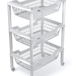Этажерка универсальная на колёсиках «Джета» 3 корзины, цвет светло-серый С735СЕР