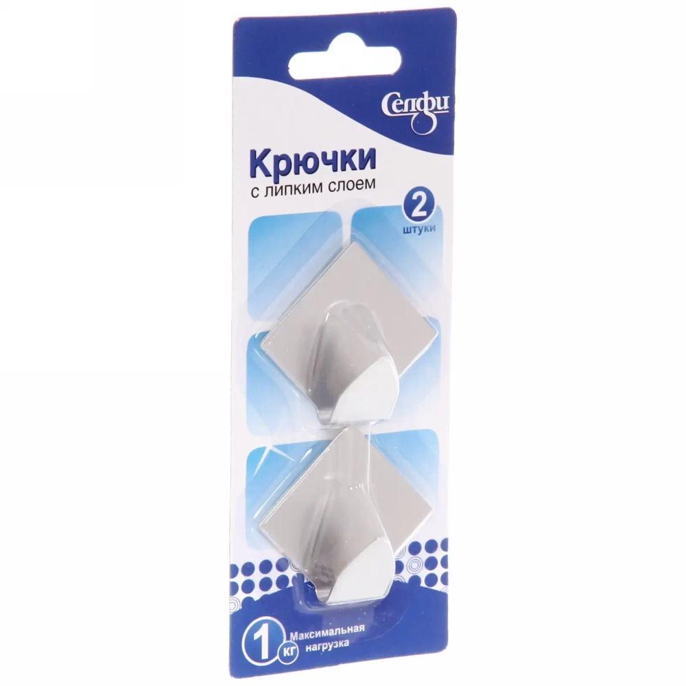 Крючки в наборе 2шт из нержавеющей стали на липкой основе «БАСТОФ», форма ромб, нагрузка 1кг