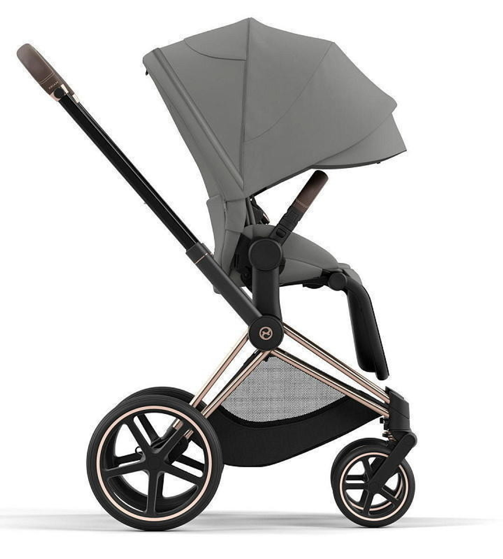 Коляска Cybex Priam IV Rosegold complete Aton B2 Dynamic Red Base One 4 в 1 Mirage Grey