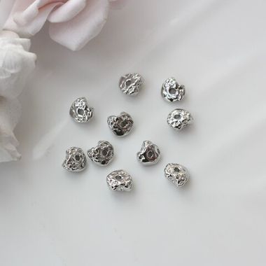 Бусина разделитель (спейсер) фриформ, 7 мм, родий, 5 штук, Р069