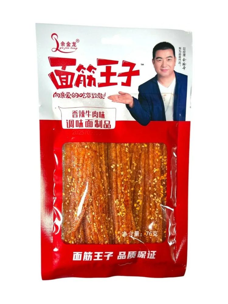 Острые мучные полоски Yu Jin Long Пряная говядина 76 г