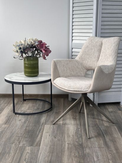 Стул ДАВЕН (DAVEN) 360 град, цвет КРЕМОВЫЙ RIELY-111 / G1038-101, ткань / ЛАТТЕ каркас