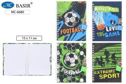 Записная книжка с замочком А6 48л. "Спорт"