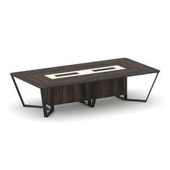 Steel Meet Стол переговорный прямоугольный KM-PR.B.SP-12 Дуб Мали/Ваниль Глянец/Металл Черный 3200*1