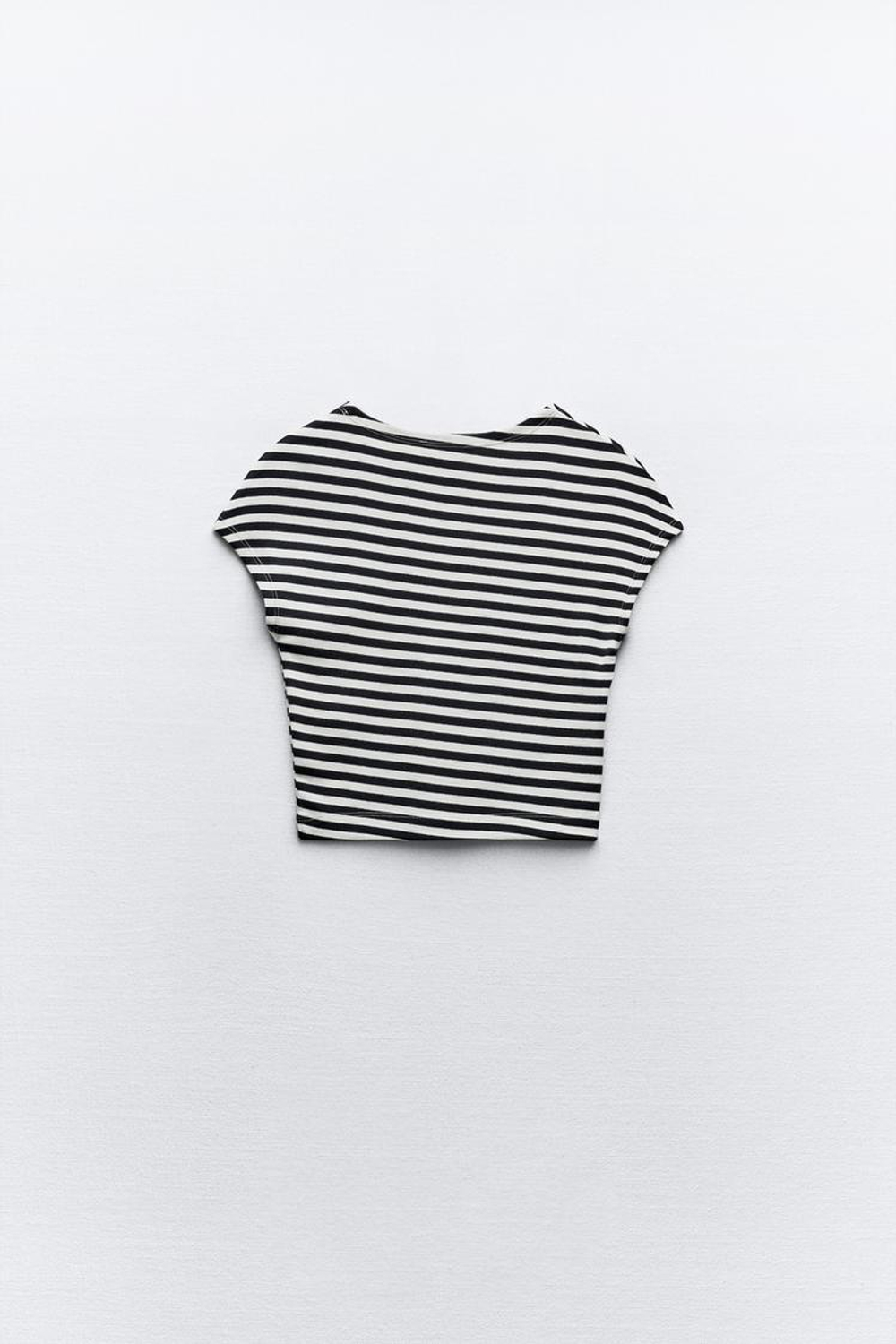 ZARA УКОРОЧЕННЫЙ ТОП ИЗ ХЛОПКА И МОДАЛА, ПОЛОСКИ