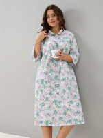 Ночная сорочка С-013/розовозеленый-акварельцветы