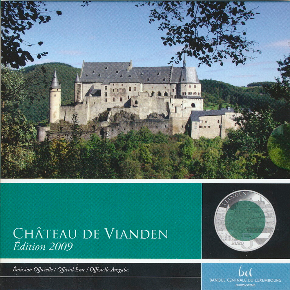 ЛЮКСЕМБУРГ, 2009, 5 ЕВРО [CHATEAU DE VIANDEN] [БИМЕТАЛЛ: СЕРЕБРО + НИОБИЙ]