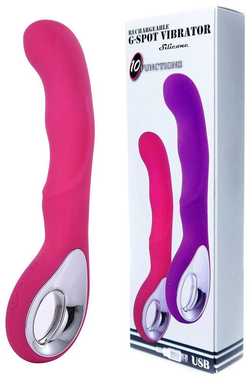 Розовый вибратор для массажа точки G - 20 см.