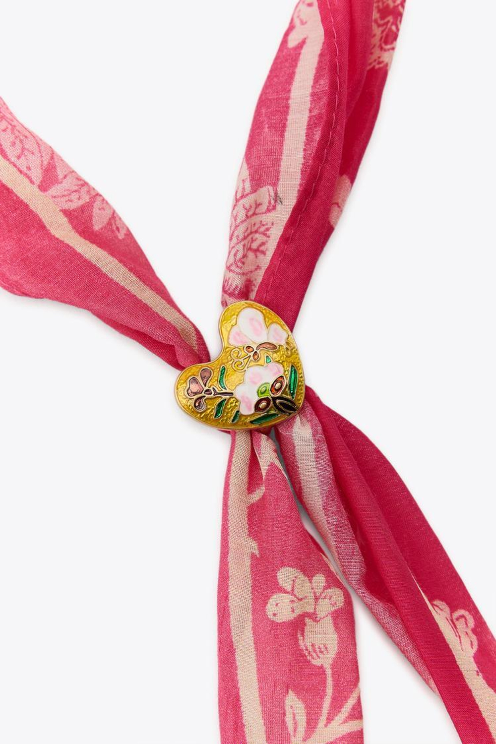 ZARA БАНДАНА ИЗ ТКАНИ С ПРИНТОМ С ДЕТАЛЬЮ «СЕРДЕЧКО», ЦВЕТ ФУКСИИ