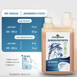 Эликсир ДЬЯВОЛЬСКИЙ КОГОТЬ ArtroPro с витамином С на водной основе для лошадей Horse-Bio, 1000 мл