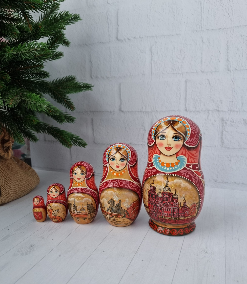 Матрешка Виды города 12см 5 мест