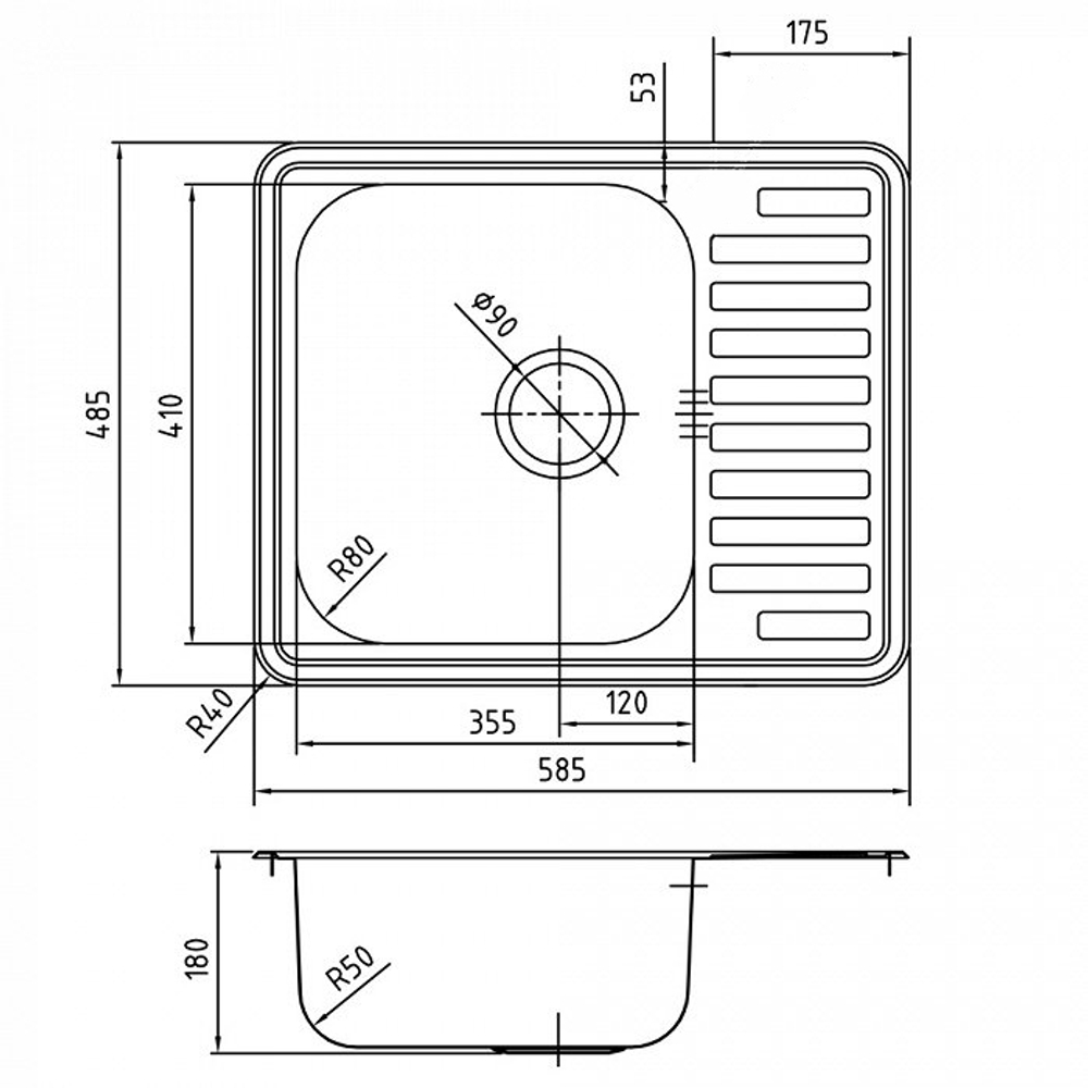 Мойка кухонная IDDIS 585*485 Strit S (STR58PDi77)