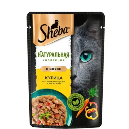 Ломтики в соусе курица со сладким перцем, 75г влажный корм для кошек Sheba