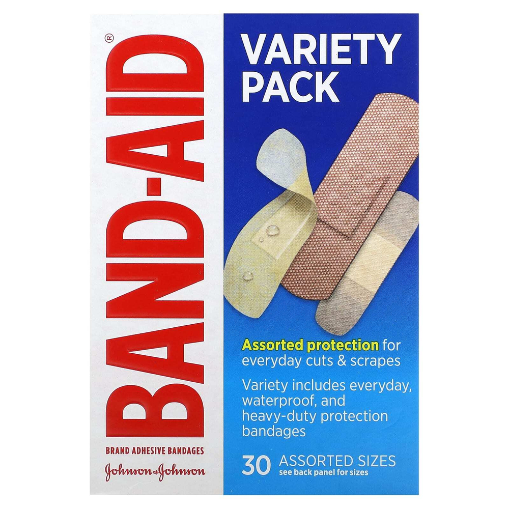 Band Aid, Лейкопластырные повязки, разнообразные, разные размеры, 30 бинтов