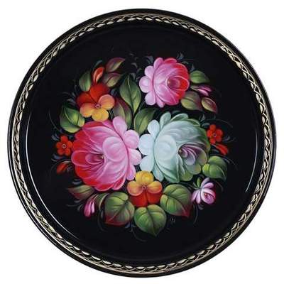 Жостовский поднос декоративный, размер 30 см (A9), металлический