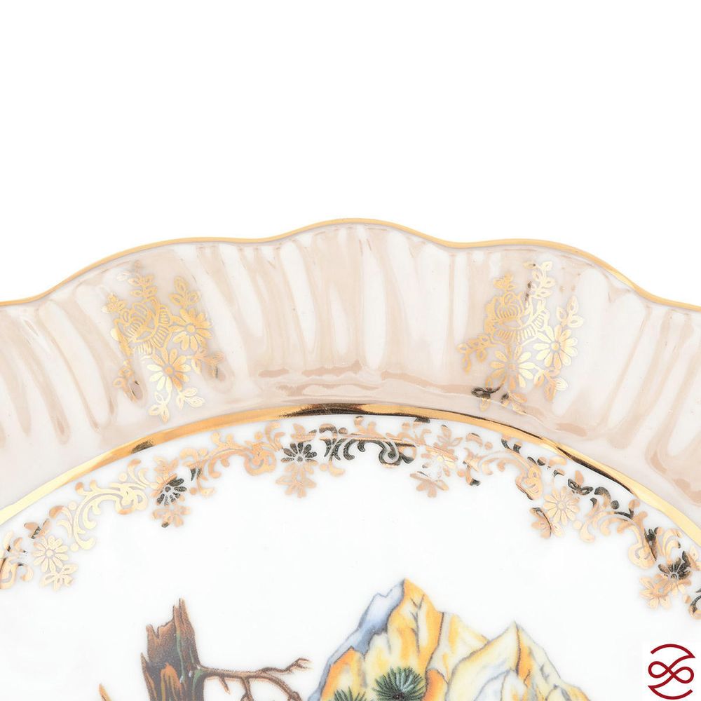 Блюдо ракушка Queen's Crown Aristokrat Охота бежевая 31 см