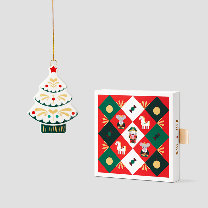 Елочная игрушка Farforite «Елочка / Щелкунчик рождественский» в подарочном пенале