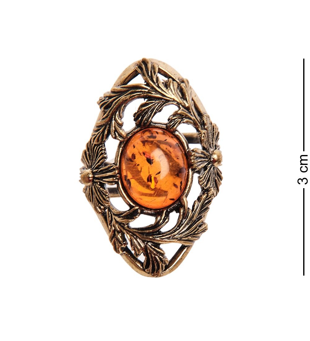 AM-2680 Кольцо «Сад Мажорель» (латунь, янтарь)