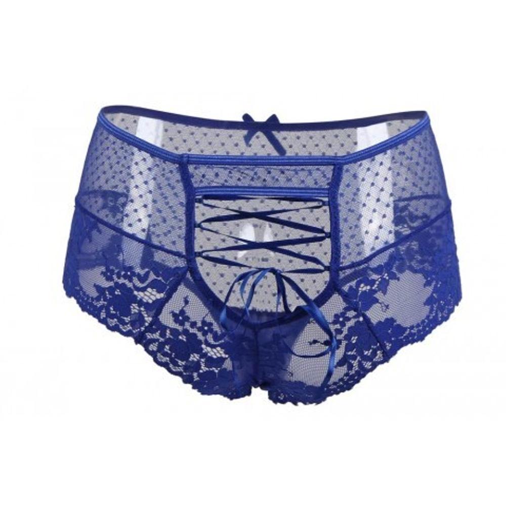 Трусики на высокой посадке Lace Strappy, синие, XS-S