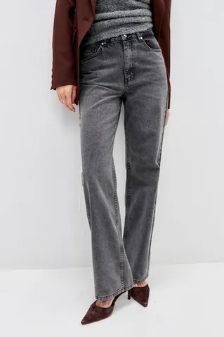 Джинсы wide leg серого цвета