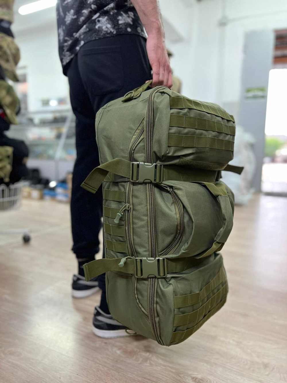 Вместительный тактический рюкзак 60л / олива