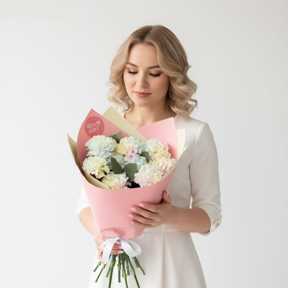 "Букет радужных диантусов" – фото букета, с доставкой по городу Южно-Сахалинску в магазине цветов FloArt 