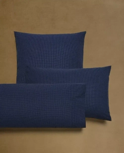 ZARA HOME НАВОЛОЧКА ИЗ ХЛОПКА С ТКАНЫМ УЗОРОМ, СИНИЙ