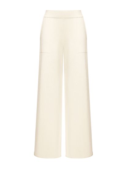 Женские брюки молочного цвета из шелка и кашемира - фото 1